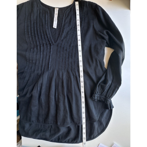 Raquel Allegra Black Cotton Pintuck Blouse 0 Small - Picture 8 of 9